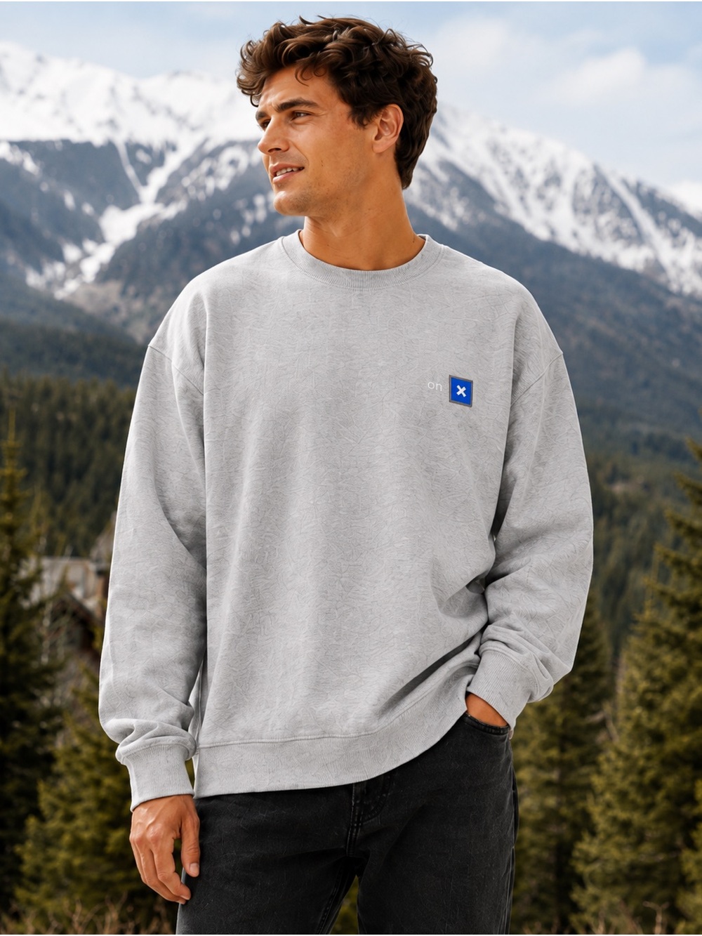 onX Backcountry Gray Logo Crewneck Sweatshirt Men’s Large Outdoor Hiking